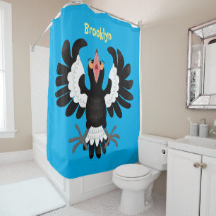Funny Australian Magpie Cartoon Illustration Duschvorhang