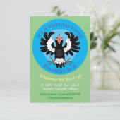 Funny Australian Magpie Cartoon Illustration Einladung (Stehend Vorderseite)