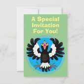 Funny Australian Magpie Cartoon Illustration Einladung (Rückseite)