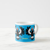 Funny Australian Magpie Cartoon Illustration Espressotasse (Vorderseite Rechts)