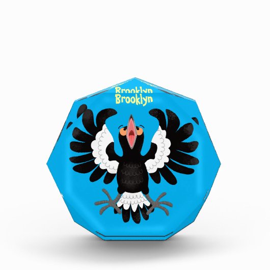 Funny Australian Magpie Cartoon Illustration Fotoblock (Vorderseite)