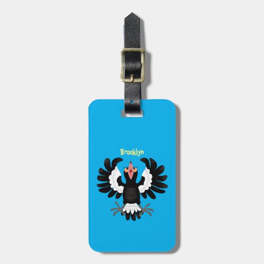 Funny Australian Magpie Cartoon Illustration Gepäckanhänger (Vorderseite vertikal)