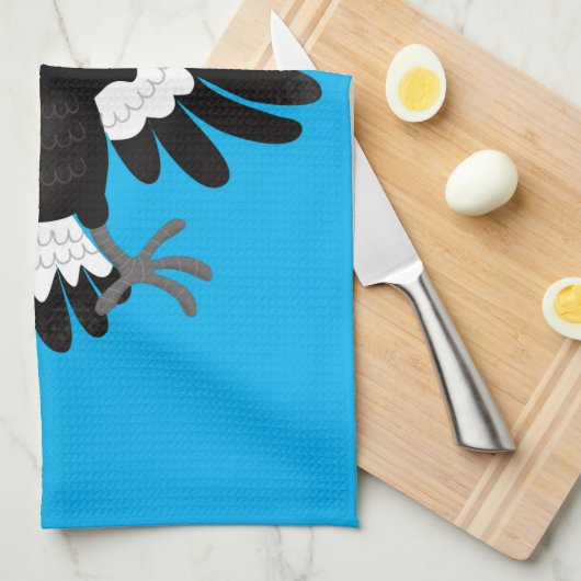 Funny Australian Magpie Cartoon Illustration Geschirrtuch (Viertel Falte)