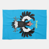 Funny Australian Magpie Cartoon Illustration Geschirrtuch (Horizontal)