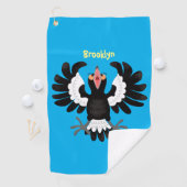 Funny Australian Magpie Cartoon Illustration Golfhandtuch (Insitu)
