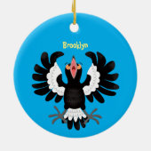 Funny Australian Magpie Cartoon Illustration Keramik Ornament (Hinten)