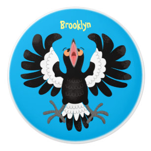 Funny Australian Magpie Cartoon Illustration Keramikknauf
