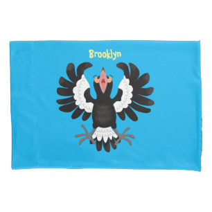Funny Australian Magpie Cartoon Illustration Kissenbezug