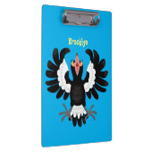 Funny Australian Magpie Cartoon Illustration Klemmbrett (Rechts)