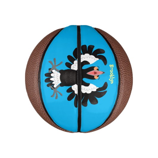 Funny Australian Magpie Cartoon Illustration Mini Basketball (Vertikal)