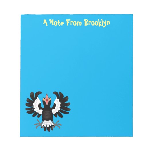 Funny Australian Magpie Cartoon Illustration Notizblock (Vorderseite)