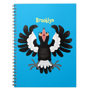 Funny Australian Magpie Cartoon Illustration Notizblock