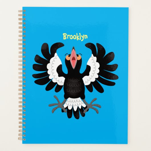 Funny Australian Magpie Cartoon Illustration Planer (Vorderseite)