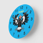 Funny Australian Magpie Cartoon Illustration Runde Wanduhr (Winkel)