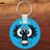 Funny Australian Magpie Cartoon Illustration Schlüsselanhänger (Vorderseite)