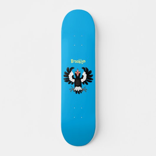 Funny Australian Magpie Cartoon Illustration Skateboard (Vorne)