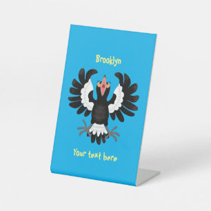 Funny Australian Magpie Cartoon Illustration Sockelschild
