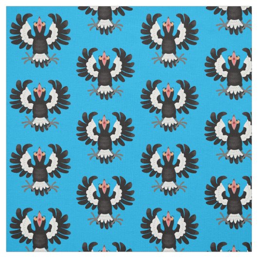 Funny Australian Magpie Cartoon Illustration Stoff (Muster)