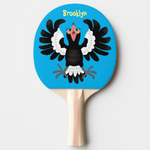 Funny Australian Magpie Cartoon Illustration Tischtennis Schläger
