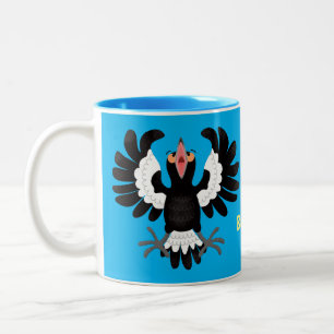 Funny Australian Magpie Cartoon Illustration Zweifarbige Tasse