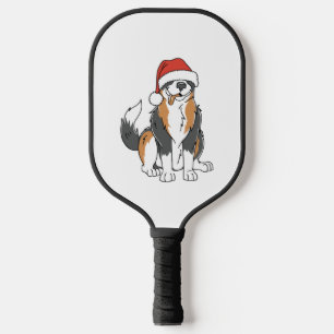 Funny Australian Shepherd Christmas Dog in Santa H Pickleball Schläger
