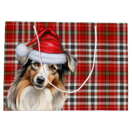 Funny Australian Shepherd Christmas Kariert Große Geschenktüte