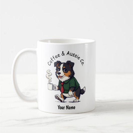 Funny Australian Shepherd dog Business Suit Coffee Kaffeetasse (Links)