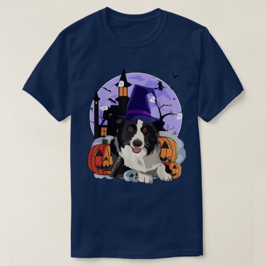 Funny Australian Shepherd Dog Halloween Witch Pump T-Shirt (Design vorne)