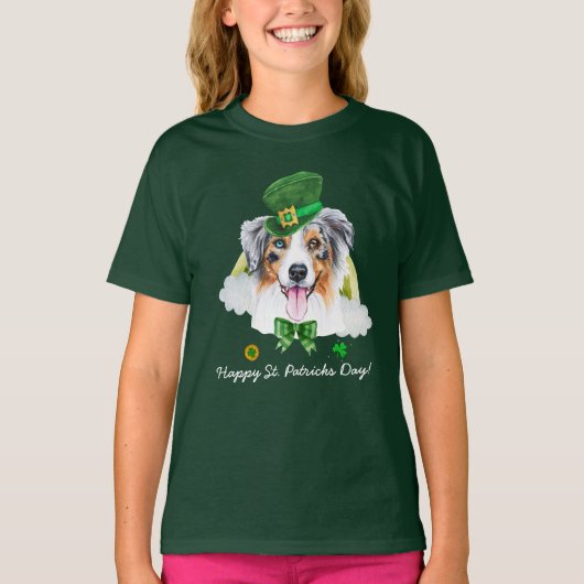 Funny Australian Shepherd Gold St Patricks Day T-Shirt (Vorderseite)