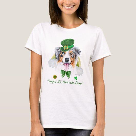 Funny Australian Shepherd Gold St Patricks Day T-Shirt (Vorderseite)