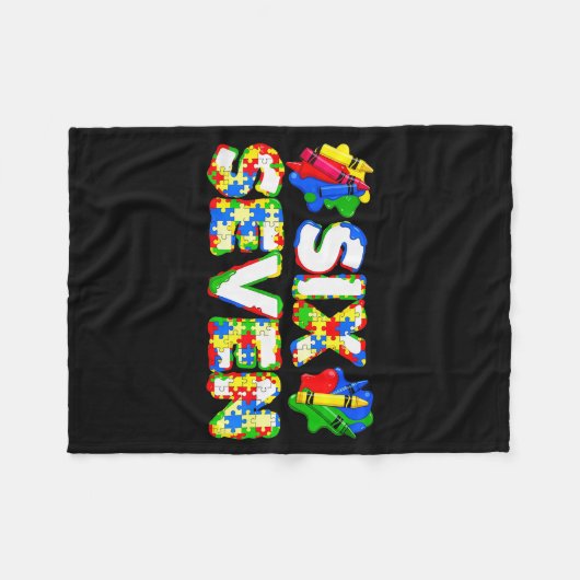 Funny Autism 67 Six Seven Meme Autism Awareness 6 Fleecedecke (Vorderseite (Horizontal))