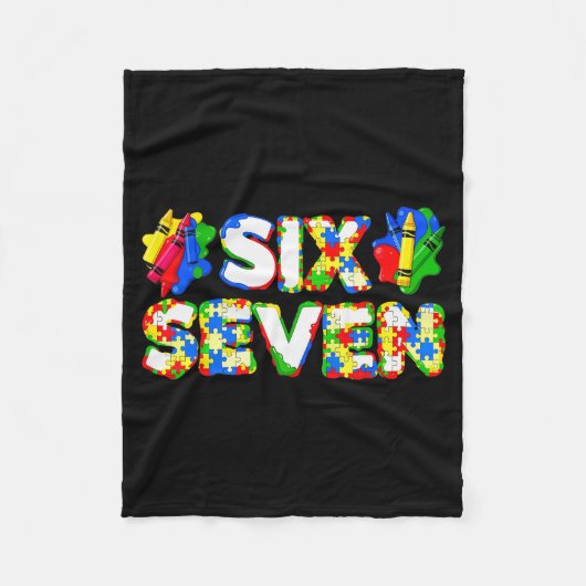 Funny Autism 67 Six Seven Meme Autism Awareness 6 Fleecedecke (Vorderseite)