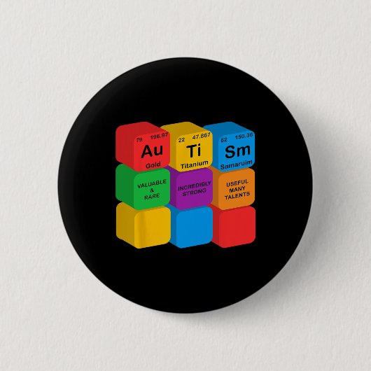 Funny Autism Awareness Elements Periodic Table Che Button (Vorderseite)