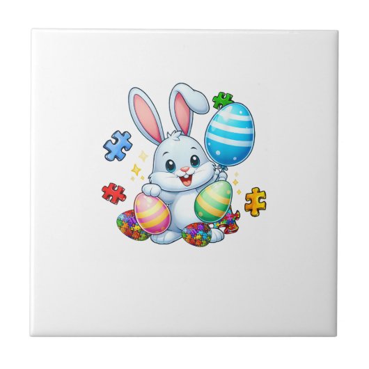 Funny Autism Awareness Puzzle Easter Bunny Eggs Ki Fliese (Vorderseite)