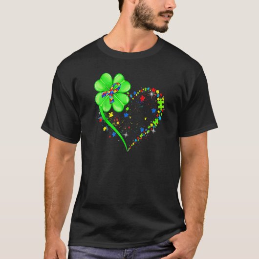 Funny Autism Awareness St Patricks Day Clover Auti T-Shirt (Vorderseite)