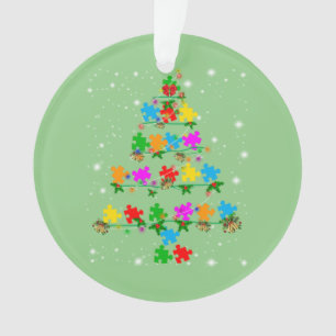 Funny Autism Christmas Tree T-Shirt Ornament Deco