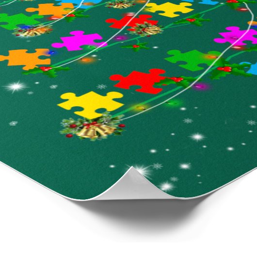 Funny Autism Christmas Tree T-Shirt Ornament Deco Poster (Ecke)