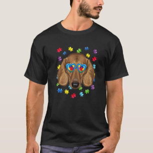 Funny Autism Dackel Dog Puzzle Sonnenbrille Jungen T-Shirt