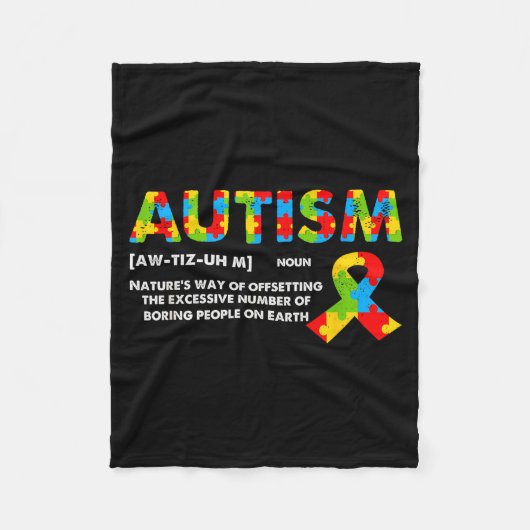 Funny Autism Definition - Autism Awareness Month  Fleecedecke (Vorderseite)