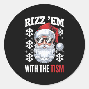 Funny Autism Rizz Em mit dem Tismus Weihnachten Runder Aufkleber