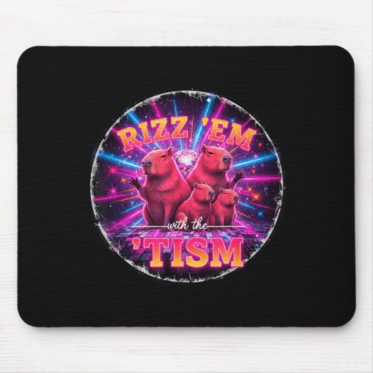 Funny Autism Rizz Em With The Tism Capybara Meme A Mousepad (Vorne)