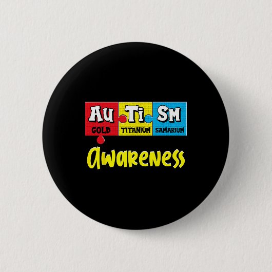 Funny Autismus Bewusstsein Puzzle Chemical Periodi Button (Vorderseite)