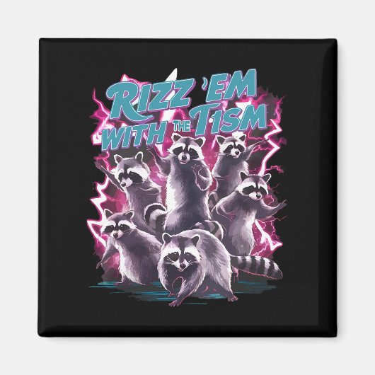 Funny Autistic Racoon Autism Meme Rizz Em mit Magnet (Vorne)