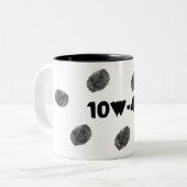 Funny Auto Mechanic 10W40 Greasy Fingerprints Tass Zweifarbige Tasse (Vorderseite Links)