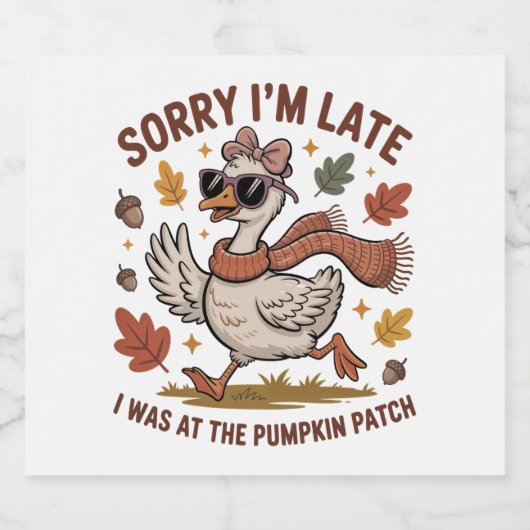 Funny Autumn Goose Schaumweinetikett (Einzelnes Label)