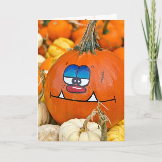 Funny Autumn Pumpkin zum Geburtstag Karte (Vorderseite)