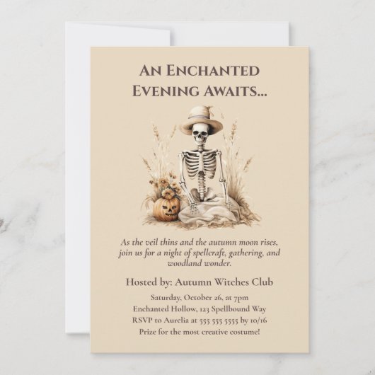 Funny Autumn Skeleton - Hexchy Fall Ansammlung Einladung (Vorderseite)