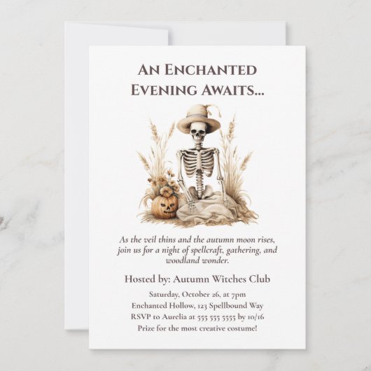 Funny Autumn Skeleton - Hexchy Fall Ansammlung Einladung (Vorderseite)