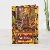 Funny Autumn Squirrel Erntedank Card Dankeskarte (Vorderseite)