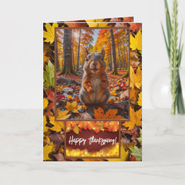 Funny Autumn Squirrel Erntedank Card Dankeskarte